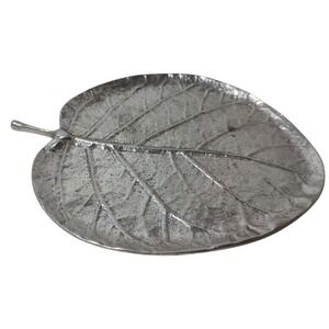 Michael Aram Botanical Tray Leaf‎ Trinket Polished Aluminum 7.75 in x 5.5 in SEE
